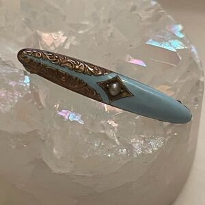 Vintage enamel and pearl lingerie pin